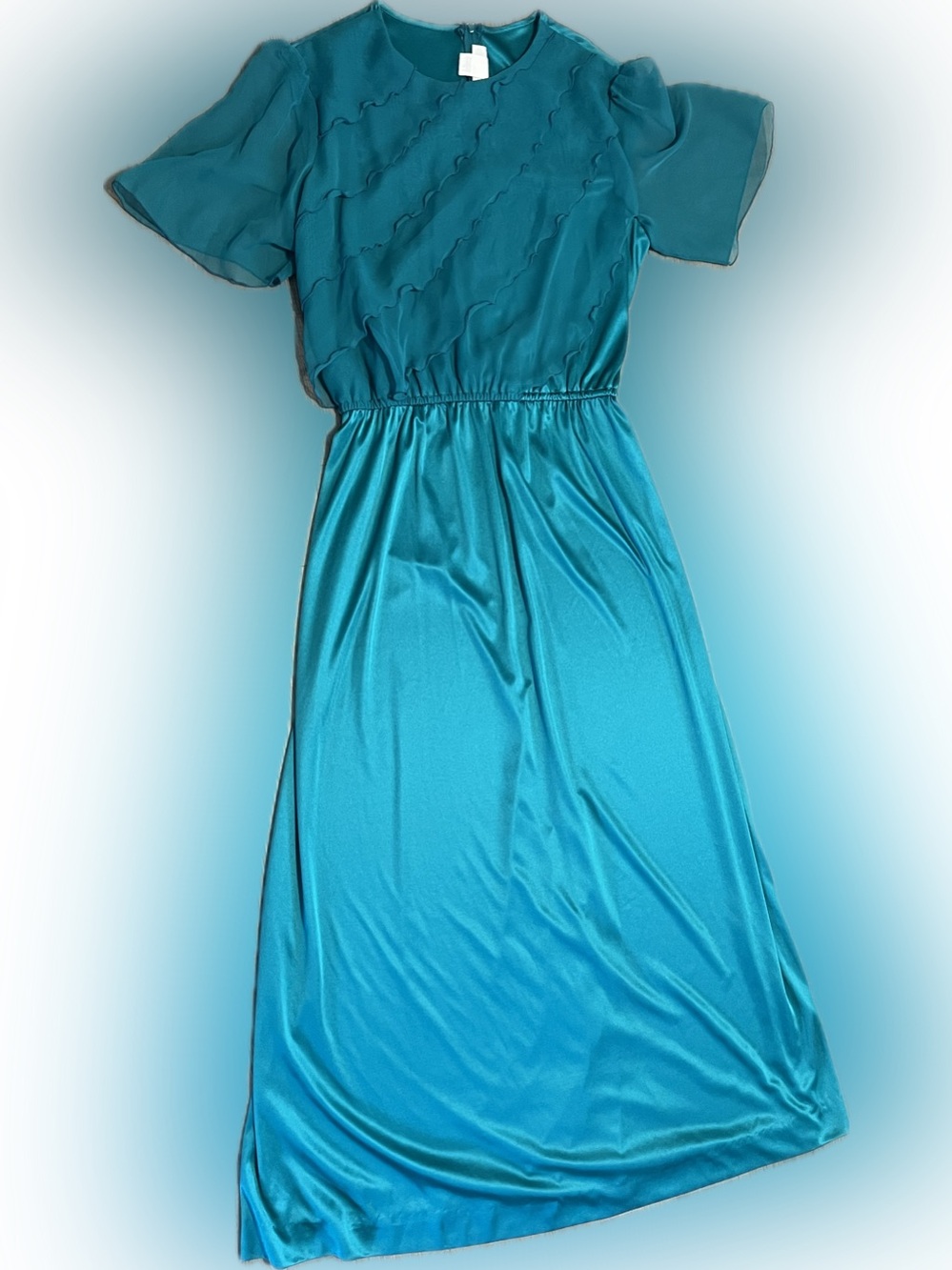 Vintage Praise Hymn Women’s Pedal Ruffle Maxi Dress Green Elegant Casual Style